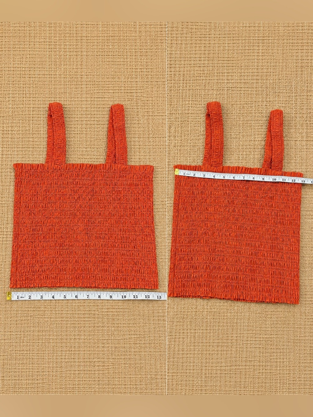 Ariat Darla Smocked Cropped Square-Neck Tank Top Langoustino Boho Western Size M - Picture 5 of 11